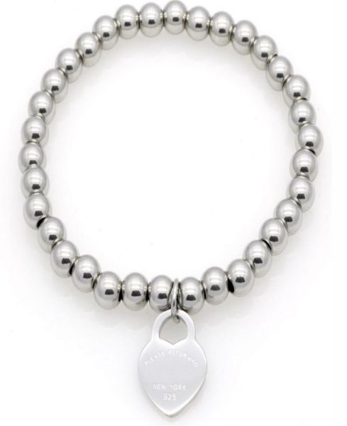 

silvergold color heart brand heart rhinestone bead stretch style plated 925 silver color bangle brcelet barcelets letter bracelet6200791, Black