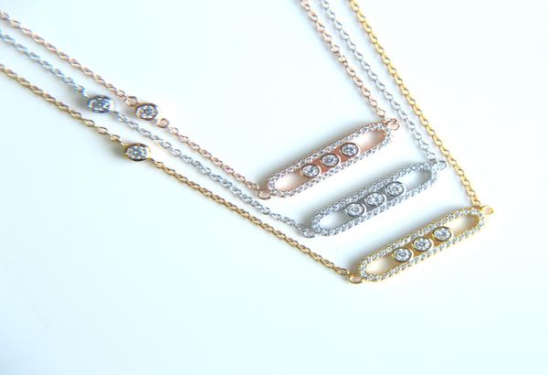 

2018 new designs fashion brand france 925 silver jewelry necklace 3pcs cz stones pendants with 3 color plated for women wedding ne7369803