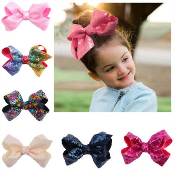 

15 colors ins new glitter mermaid flip sequin big bow hairpin baby girls gradient paillette barrettes kids bling hair clip hair ac4511599, Slivery;white