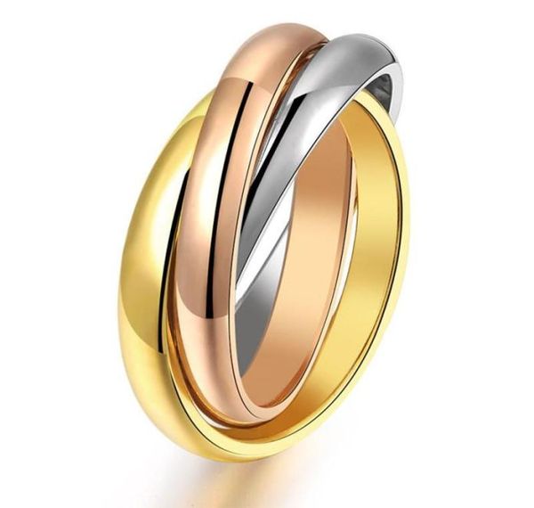 

titanium steel ladies silver lady rose gold trinity cluster ring designer wedding jewelry birthday present women for 3510349, Golden;silver