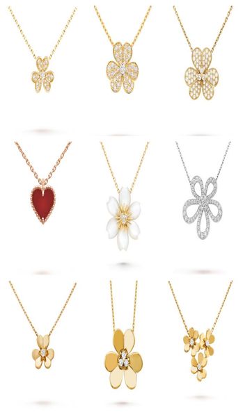 

necklaces pendants 2021 4four leaf clover camellia pendant clavicle chain necklace with diamonds rose gold fashion classic for1039685, Silver