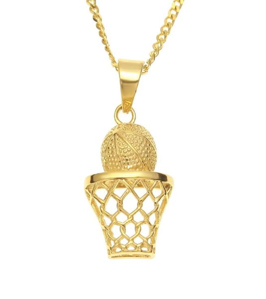 

new fashion hip hop jewelry 316l stainless steel yellow gold plated crystal basketball pendant necklace for rappers singers nl6111950598, Silver