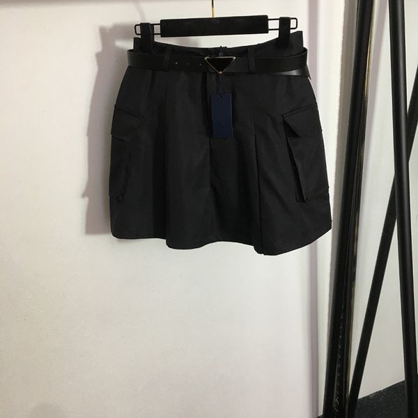 

double pocket designer dress womens cargo skirts hip hop personality dress belt designer girls brand dresses, Black