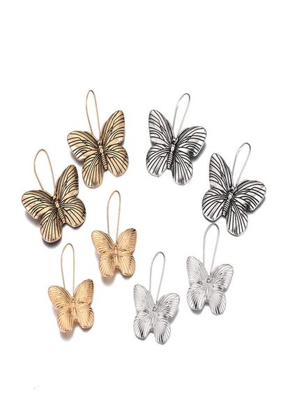 

vintage butterfly hoop earrings alloy retro simple insect earrings elegant butterfly earrings for womens gold silver9015389, Silver