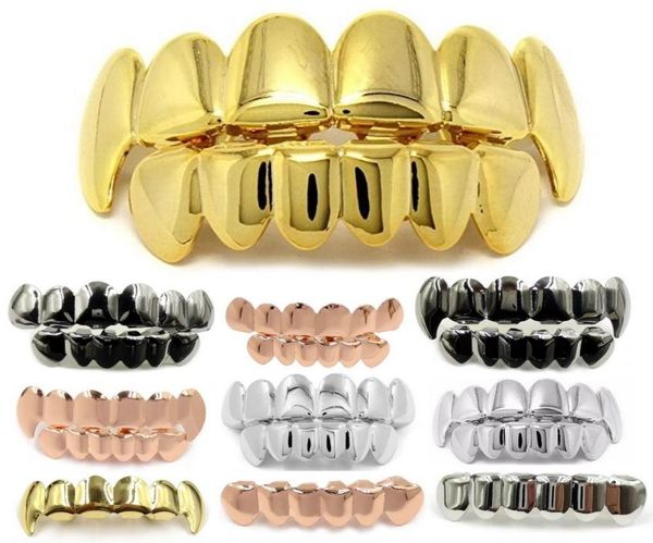 

hip hop personality fangs teeth gold silver rose gold teeth grillz gold false teeth sets vampire grills for womenmen grills jewel8803636, Black