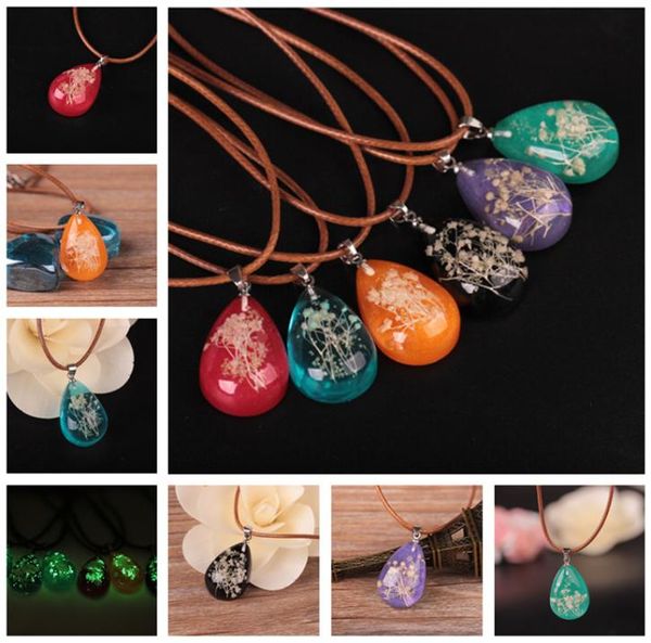 

new styles sell popular euroamerican noctilucent crystal necklace resin drip flower necklace stone pendent jewelry whole 2416414, Silver