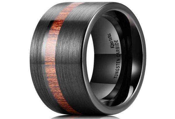 

new fashion 8mm wood inlay black tungsten carbide wedding band engagement ring size 6 132276246, Silver