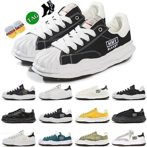 

men women casual shoes maison mihara yasuhiro mmy blakey platform canvas shoe leather black white yellow classic sneakers mens trainers size