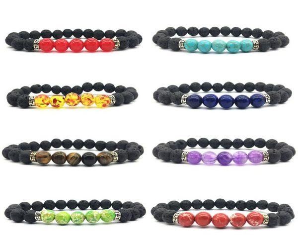 

fashion 8mm natural black lava stone beads chakra bracelet diy lava rock essential oil diffuser bracelet for women9203489