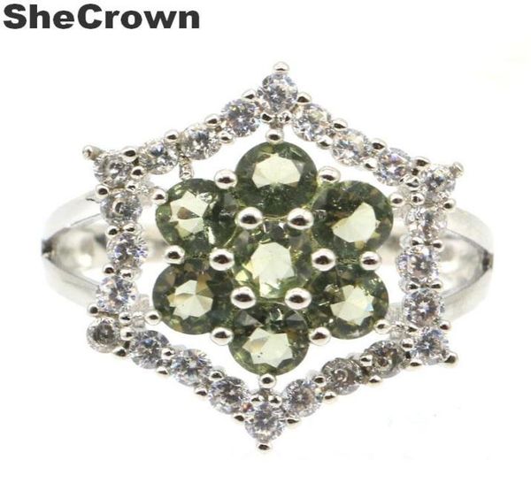 

cluster rings 20x20mm romantic created green amethyst white sapphire cz gift for sister silver1455193, Golden;silver