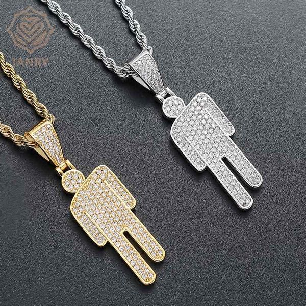 

parkas janry new people tilted head pendant necklace zircon male hip hop gold sier necklace with 60cm rope chain for men women, Black