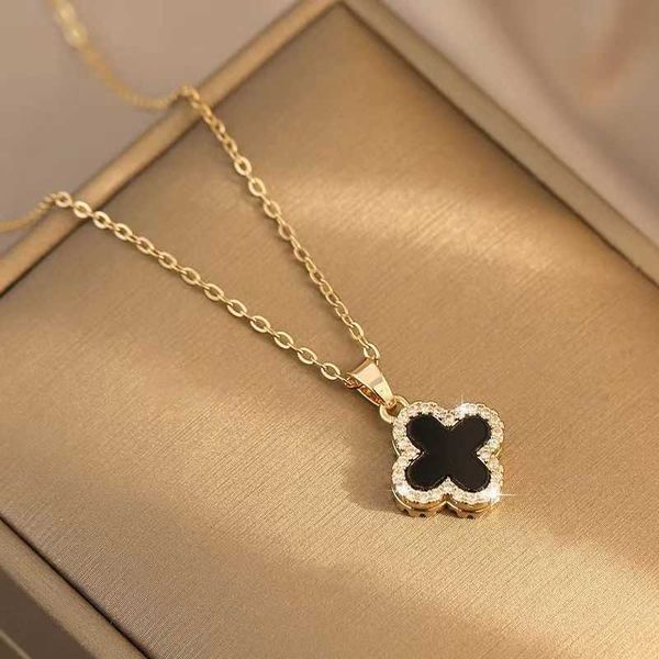 

van clover necklace sterling silver doublesided black fourleaf clover necklace womens fashion luxury a two wearing lucky clover clavicle cha