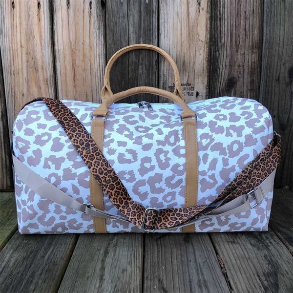

black bright leopard print travel bag 2023pu handle shoulder luggage bag hand bill of lading shoulder round bag