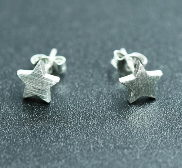 

2019 new fashion plated 925 sterling silver earrings wire drawing frosted star stud earrings for womenlover earring jewelry 15pai1649561, Golden;silver