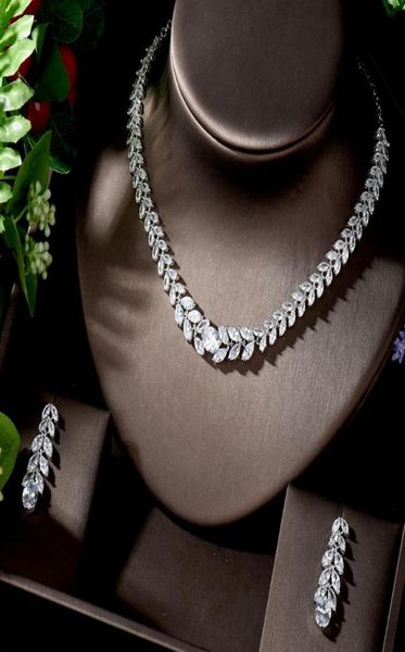 

earrings necklace hibride marquise cut cz cubic zirconia wedding and set bridal prom dress jewelry bijoux n12805155504, Silver