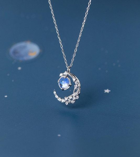 

mix design factory charm pendant necklace 925 sterling silver zircon crescent moon star clavicle necklaces ladies accessorie1029232