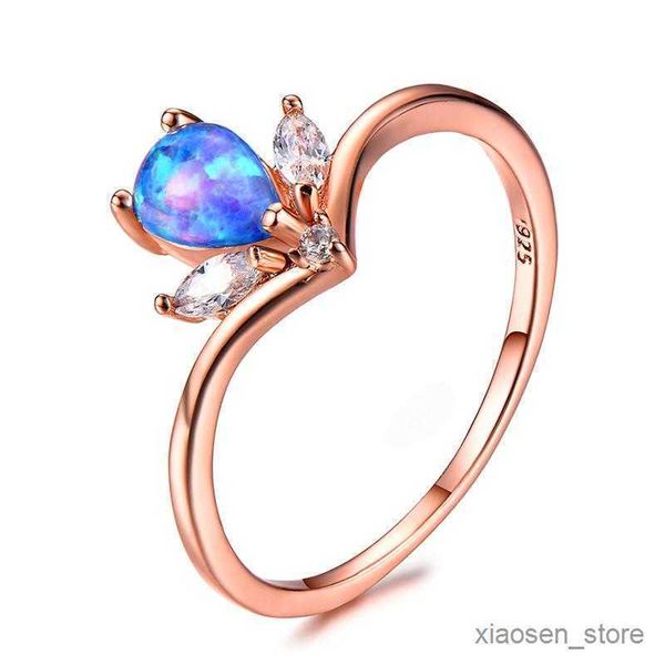 

wedding rings rings rings bamos blue/white/purple fire opal flower ring rose gold filled wedding for women luxury birthstone jewelrycluster, Slivery;golden