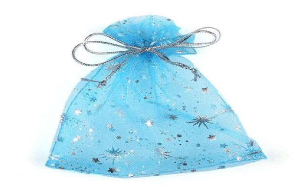 

100pcsbag fashion star organza bags 9x12cm nice jewelry packaging bags wedding christmas gift pouches bag9133522, Pink;blue