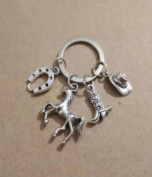 

western cowboy cowboy boots cowboy hat horse keychain for keys car bag charm key ring handbag couple key chains jewelry 6875390471, Slivery;golden