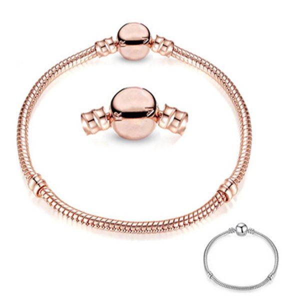 

1pcs drop rose gold bracelets women snake chain charm beads for pandora bangle bracelet festival gift b0186654542, Golden;silver