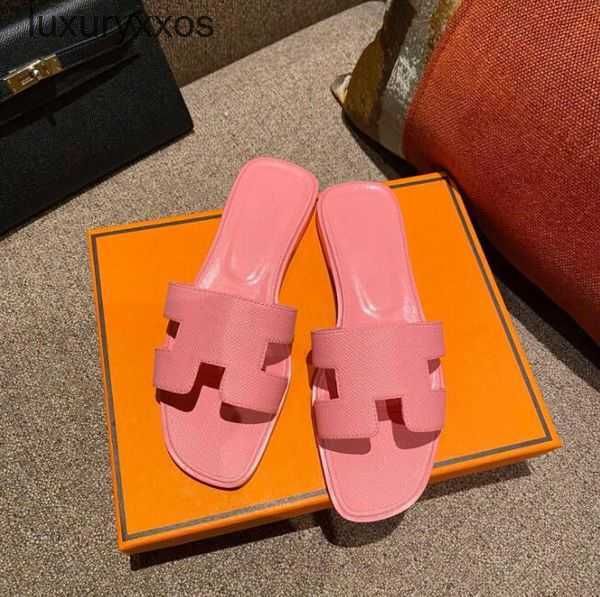 

herm es flat beach girl flip oran 2023 luxury designer women slides slippers flops slide slipper shoes sandal orange skin summer leather siz