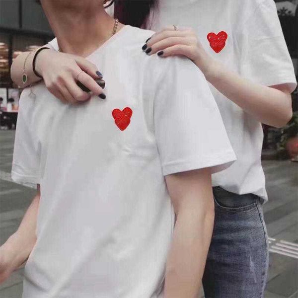 

desginer paly t shirt green embroidery love play loose short sleeve men's and women's lovers' clothing generation fahion whit, White;black