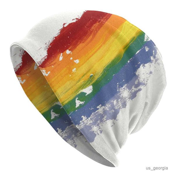 

caps rainbow bonnet beanie knit hat men women fashion pride warm winter beanies cap r230627, Blue;gray