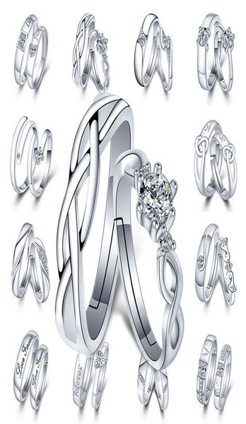 

adjustable silver couple rings diamond heart heartbeat love forever rings women mens engagement wedding ring will and sandy fashio4379361