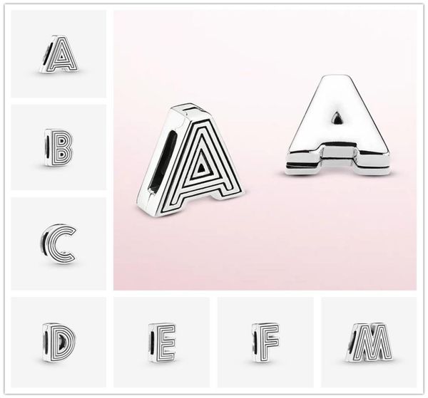 

925 sterling silver 26 letters clip reflexions charm bead fit original pandora bracelet trinkets diy women jewelry making5291486, Blue;slivery