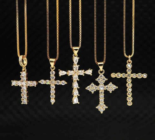 

ns1082 diamond christian religion jewelry gold plated stainless steel chain cz micro pave cross pendant necklace6888572, Silver