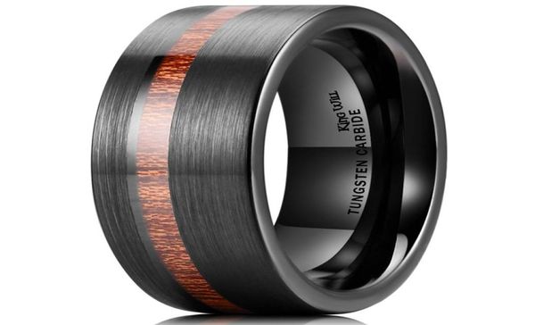 

new fashion 8mm wood inlay black tungsten carbide wedding band engagement ring size 6 135218986, Silver