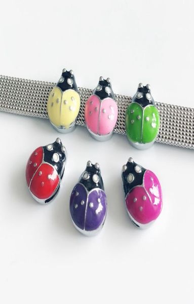 

10pcs 8mm enamel beetle slide charms lady bug insects slide charms fit diy 8mm bracelets wristbandsbelt straps9672520, Bronze;silver