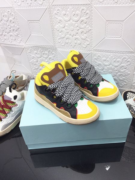 

designer woman shoe leather lace up men fashion platform oversized sneakers white black mens womens 0623
