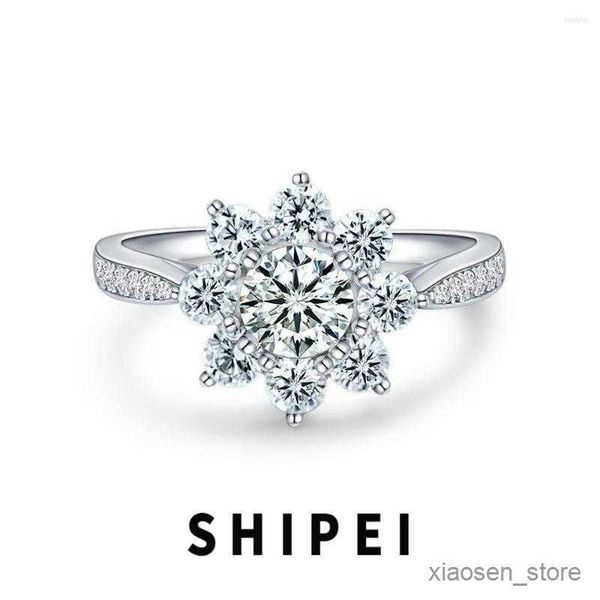 

wedding rings rings 18k gold plated sterling crushed cut white sapphire gemstone flower ring wedding engagement jewelry r230627, Slivery;golden