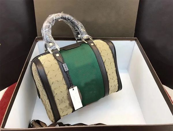 

ophidia duffel shoulder travel luggage bag totes classic red green webbing handbags women boston pillow bags canvas leather handbag messenge