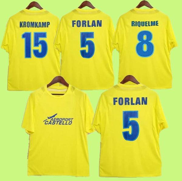 

2005 2006 camiseta retro villarreal soccer jerseys 05 06 home kromkamp riquelme roman forlan carzola football shirt jersey, Black;yellow