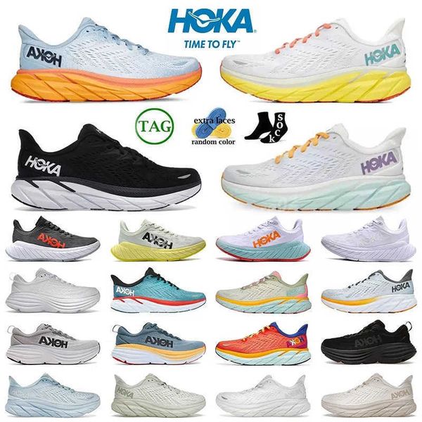 

hoka bondi 8 running outdoor shoes hokas one black white sports carbon x2 clifton 8 lightweight shock absorption amber sneakers men women tr
