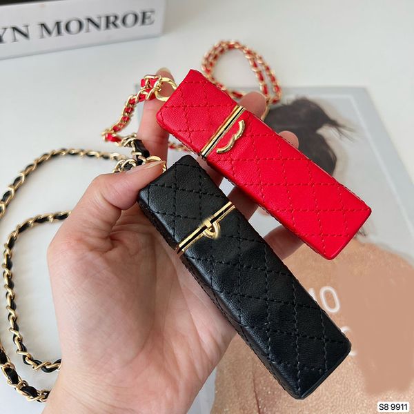 

lovely mini lipstick case women designer evening bag gold metal hardware matelasse chain fashion trends necklace diamond lattice shoulder fl