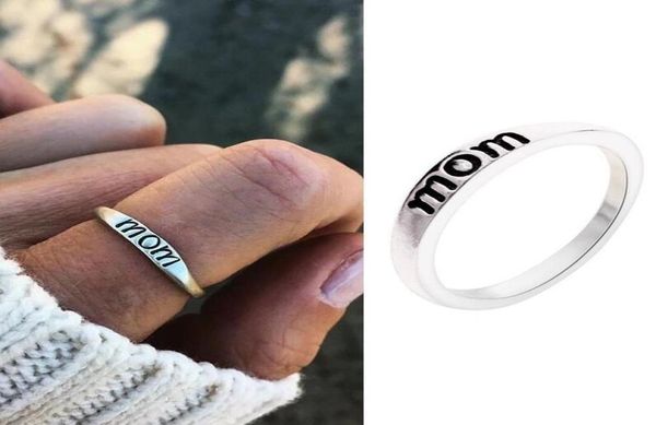 

new arrival fashion alloy accent mom silver ring for mother039s day gift family love size 6106493180