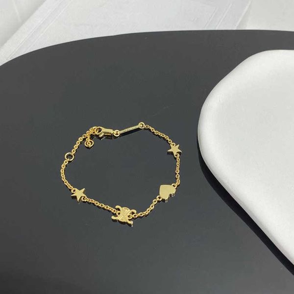 

celi's new triumphal arch golden heart star bracelet women's summer luxury simple and small design feel fashion handicrafts, Golden;silver