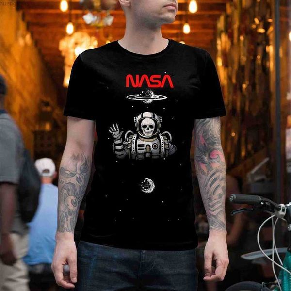 

2023 new 3d printed nasat t-shirt male skull astronaut youth sports, White;black