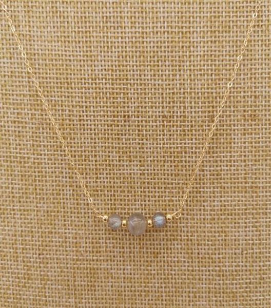 

labradorite moonstone necklace round natural stone 14k gold filled choker charms pendants boho women gift collier femme chains9394184, Silver