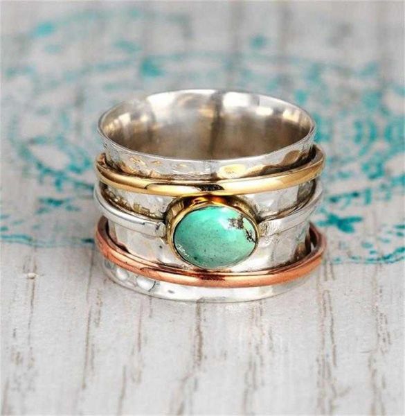

bohemian natural stone rings for women men vintage turquoises finger fashion party wedding jewelry accessories2778315, Golden;silver