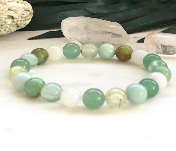 

mg0874 new design green aventurine prehnite bracelet womens african turquoise moonstone energy power bracelet5839280, Black