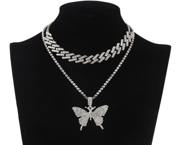 

fashion jewelry glam butterfly necklace set rhinestone choker necklace for women bling statement jewelry2856195, Silver