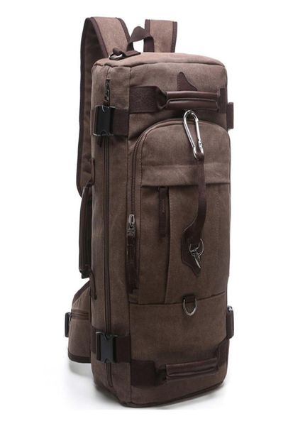 

new backpack men vintage canvas backpack bucket shoulder bag large capacity man travel bag mountaineering rucksacks7628181