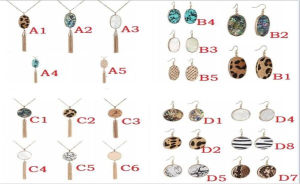 

leopard print abalone shell turquoise necklace geometric charms hexagon round earring charm dangle earrings jewelry for women7377755, Golden