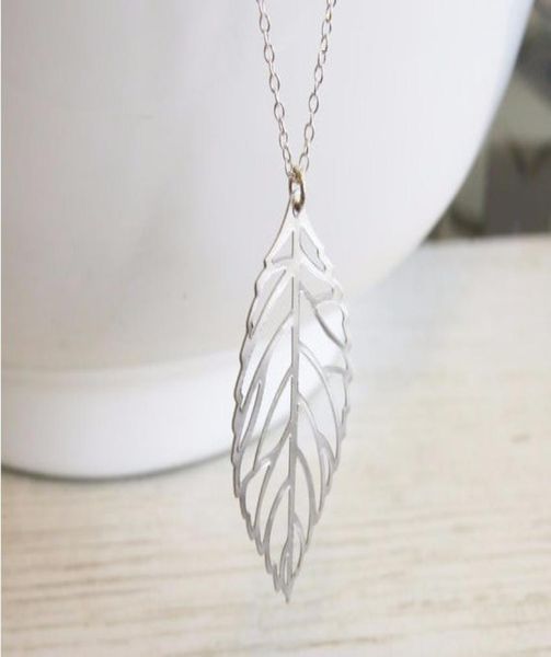 

pendants necklaces jewelry vintage fashion women brief gold silver plated hollow out alloy leaf clavicle chain necklaces6204934