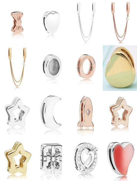 

2021 new 100 925 sterling silver787582 rose reflexions bow clip charm earrings clear cz studs heart ear charm pandora beads fit o1897126, Black