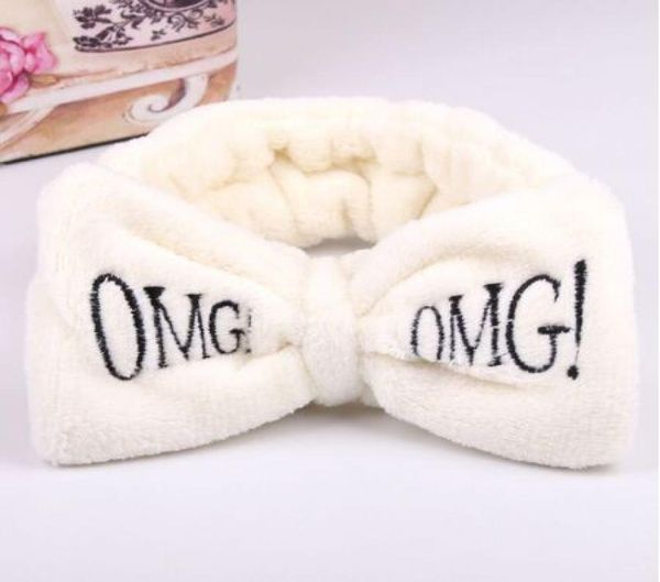 

new omg letter coral fleece wash face bow hairbands for women girls headbands headwear hair bands turban hair accessories6463496, Silver